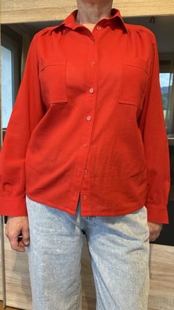Chemise rouge élégante 100% coton, taille 42, parfaite été