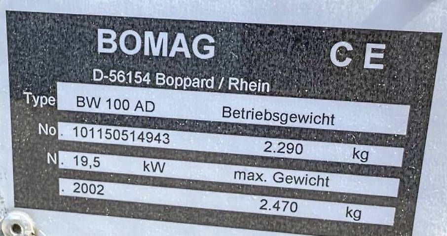 Tutte le macchine: Walze Tandem Bomag BW 100 AD -3 – Usato da Amriswil venduto da CRG125 3