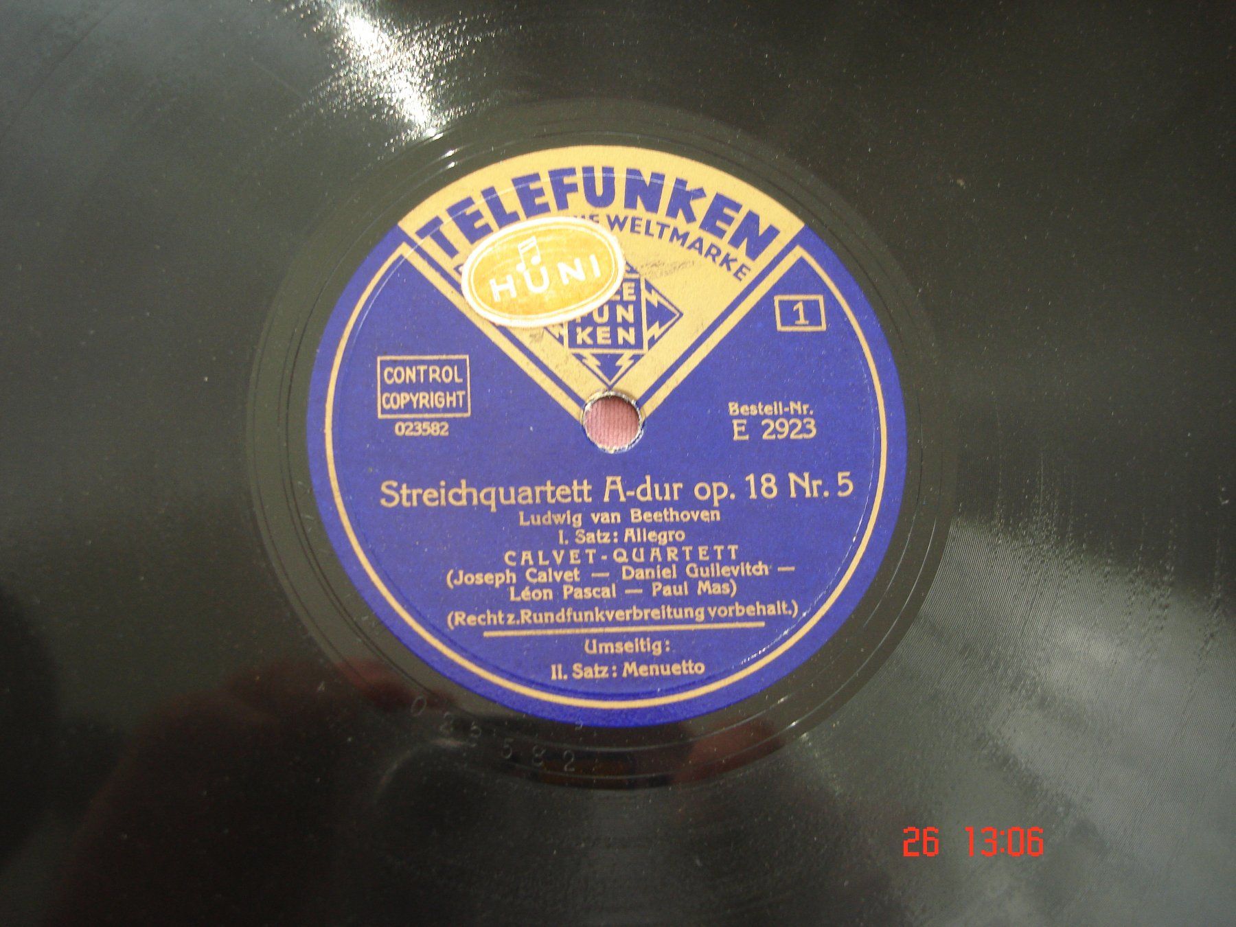 Dischi in vinile: Schellackplattenalbum Beethoven Streichquartett A-Dur Op.18 – Usato da Aeschi SO venduto da abi1951 1