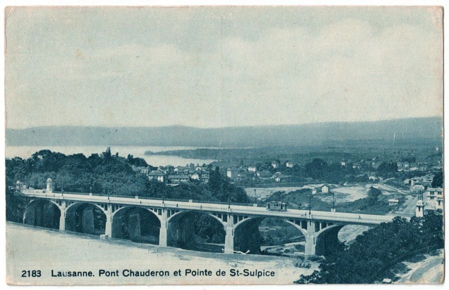Cartoline postali: Lausanne, Pont Chauderon, St-Sulpice, circulée 1927 – Usato da Frauenfeld venduto da POML