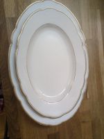 2 Servierplatten oval weiss mit Goldrand 39cm und 34cm lang
