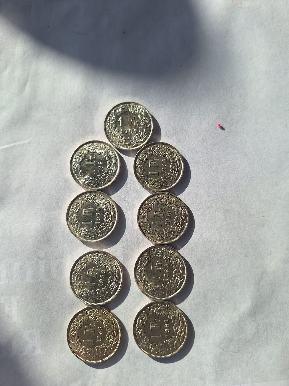 Alle Münzen: pièces de monnaie de 1CHF – Gebraucht aus Echandens von kimy03
