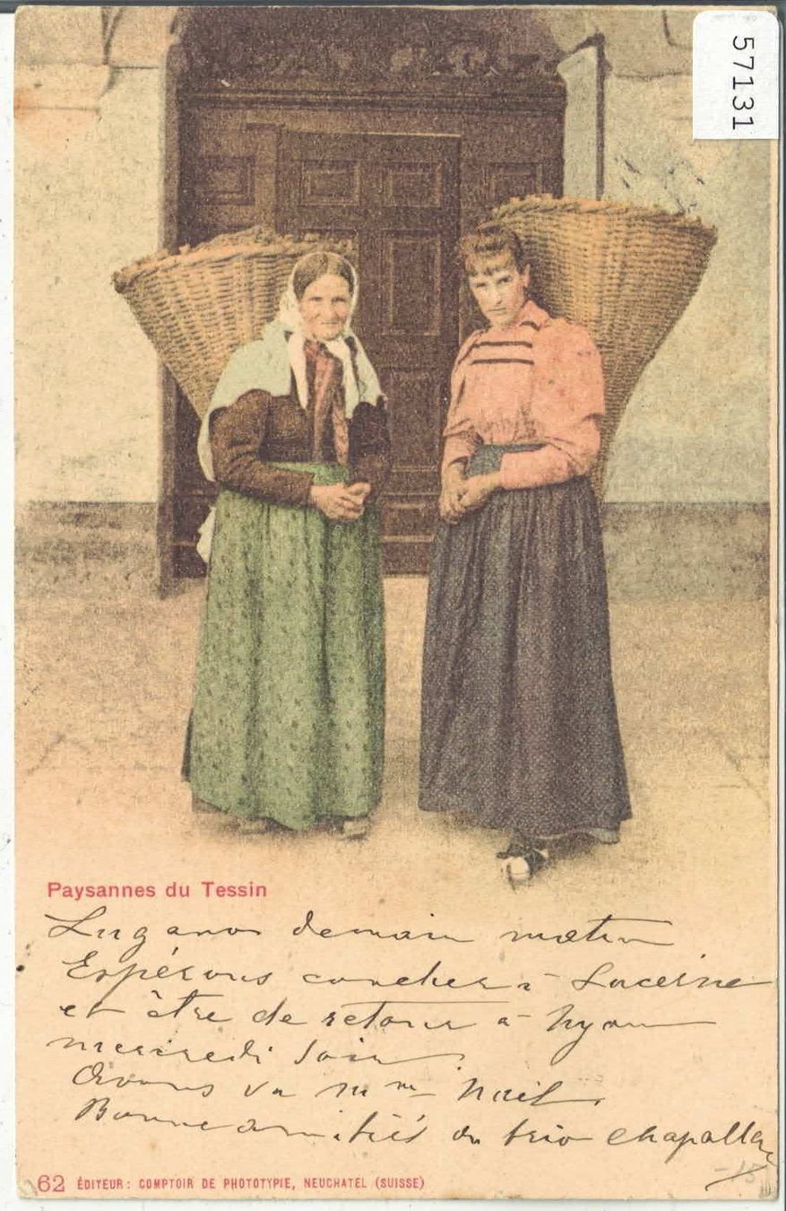 Ansichtskarten: Paysannes du Tessin - Litho – Gebraucht aus Ettingen von Kartenplanet