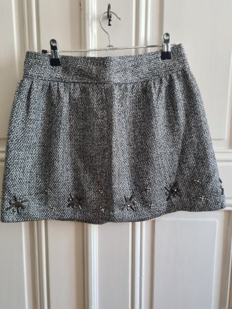 Jupe tweed gris métal Pepe Jeans, ornée de bijoux - Taille M