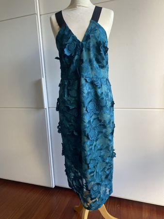 Damen Kleid petrol mit Blumenmuster Grösse M guter Zustand