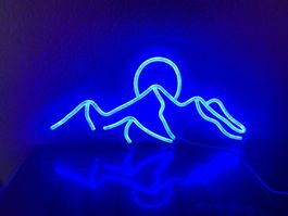 Neon LED Bild Wandbild Berge mit Licht 40x20cm