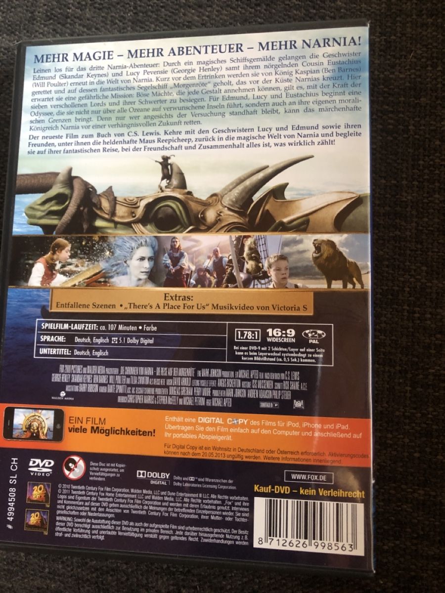 Tutti i DVDs: DVD, NARNIA – Usato da Balsthal venduto da Katzenfan99 1