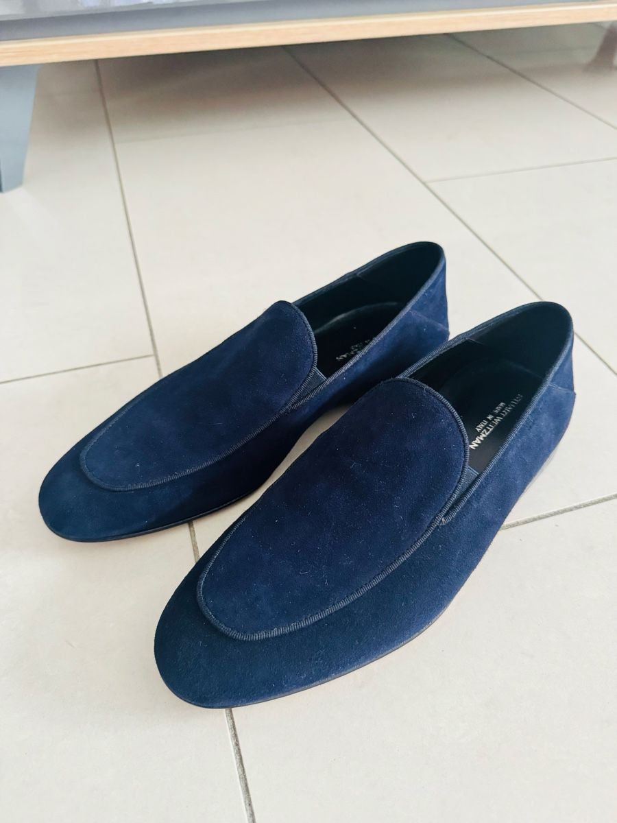 Stuart Weitzman Scarpe da uomo: Stuart Weitzman Herren Slipper dunkelblau Veloursleder – Nuovo (secondo la descrizione) da Castione venduto da JF_Luxury_Store 6