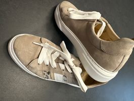 Gabor Sneaker Gr. 37 beige, Wildlederoptik, neuwertig