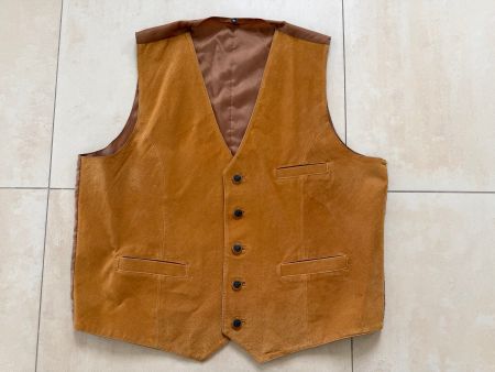 Leder Weste Gilet Herren Gr.58 helles braun 3 Taschen