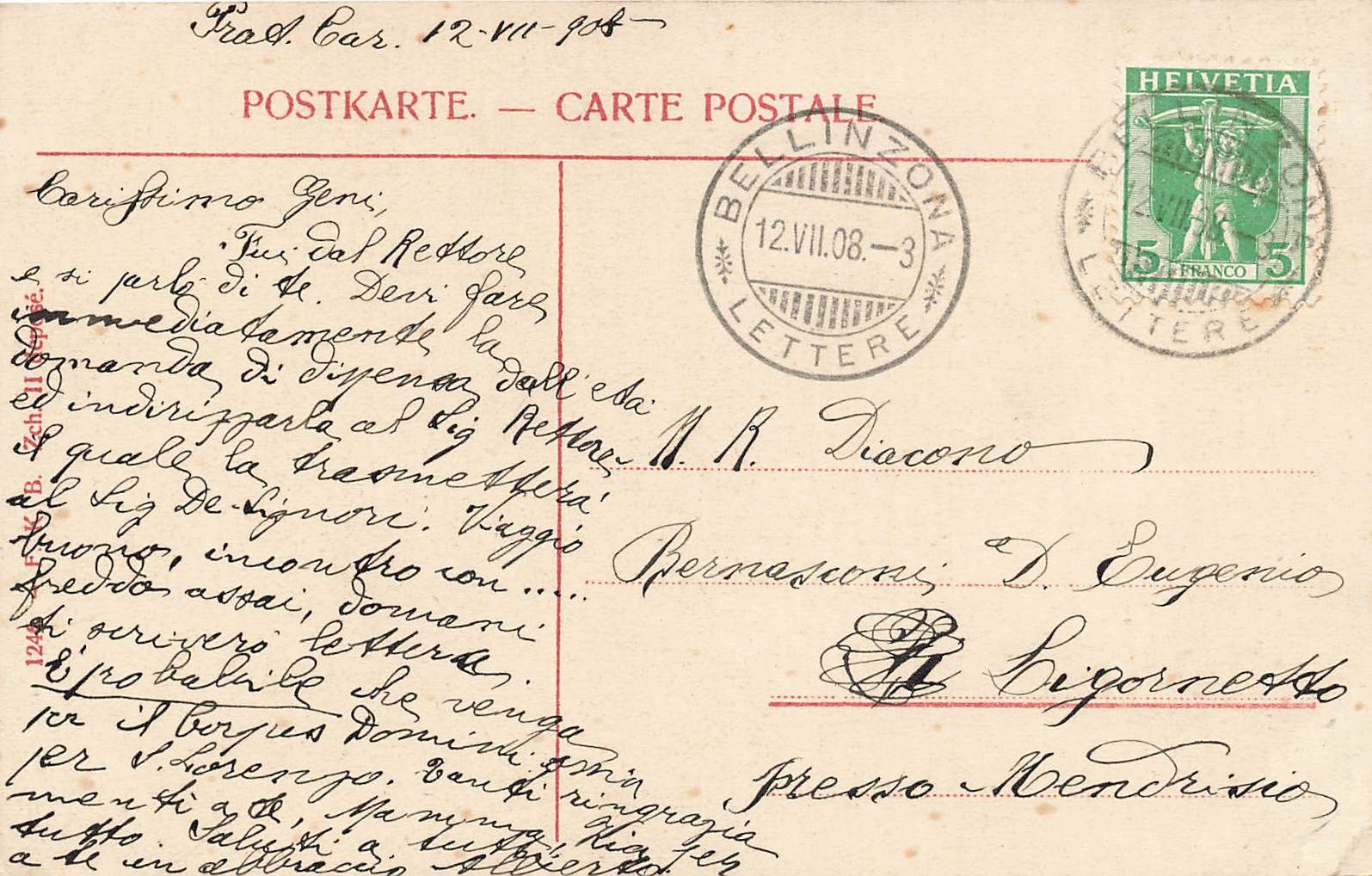 Cartoline postali: Bellinzona – Usato da Biasca venduto da Blenio71 1