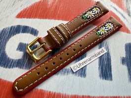 14mm Uhrenband Leder, Edelweiss, Uhrenarmband