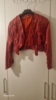 Rote Fransen Lederjacke   BOLERO mit Rock  Gr. S