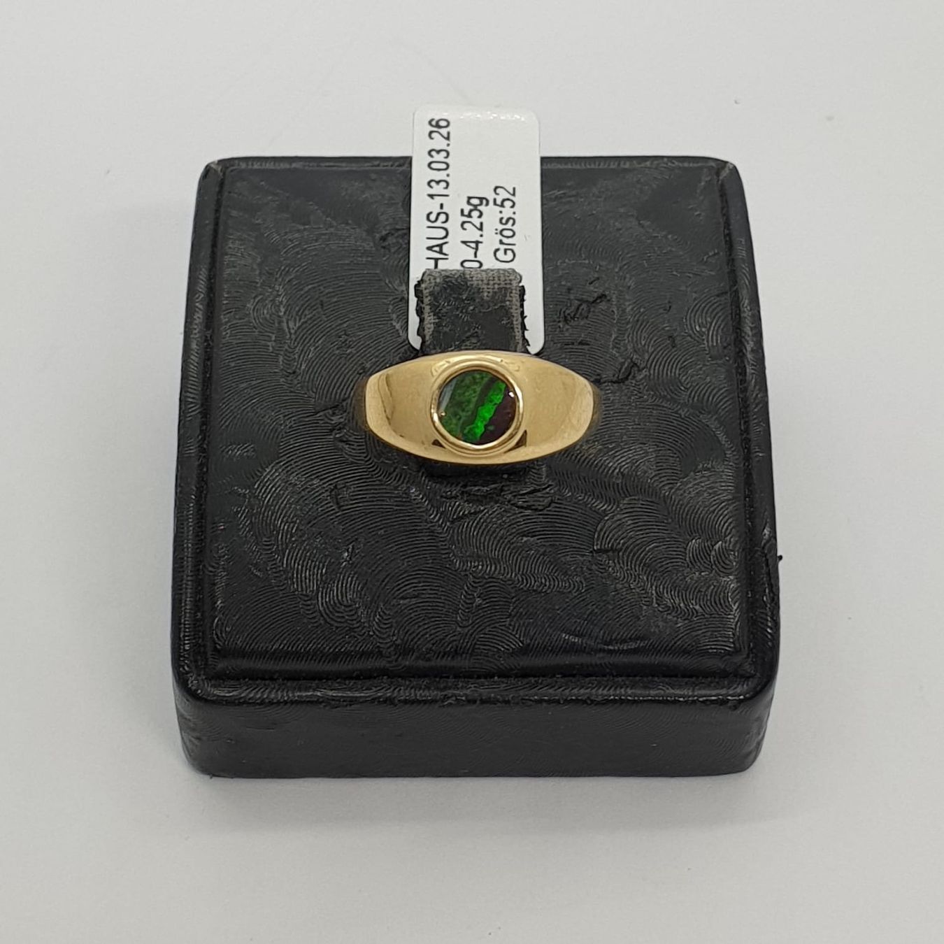 Anelli: Echt 18K Gold - grüner Opal Ring – Usato da Luzern venduto da Goldhaus-Luzern