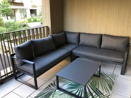 Lounge-Set Aluminium dunkelgrau mit Tisch gebraucht