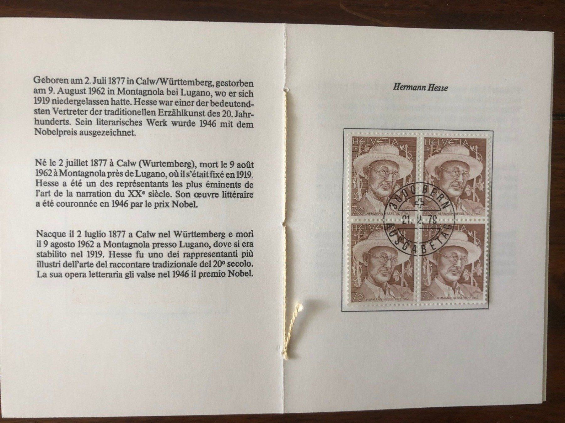 Tutti i francobolli: PTT-Heftli "Porträtmarken 1979 Wahlschweizer" 21.2.79 Bern – Nuovo (secondo la descrizione) da Landquart venduto da interesse63 7