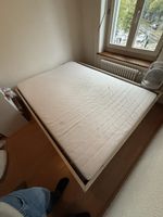 Double Bed Frame with Slatted Base and Mattress Used