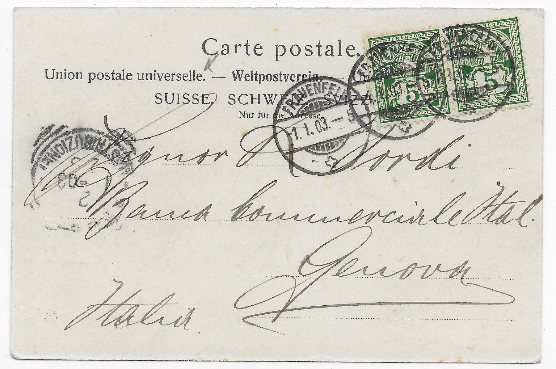 Cartoline postali: Frauenfeld um 1903 Totalansicht – Usato da Hefenhofen venduto da Richsalz 1