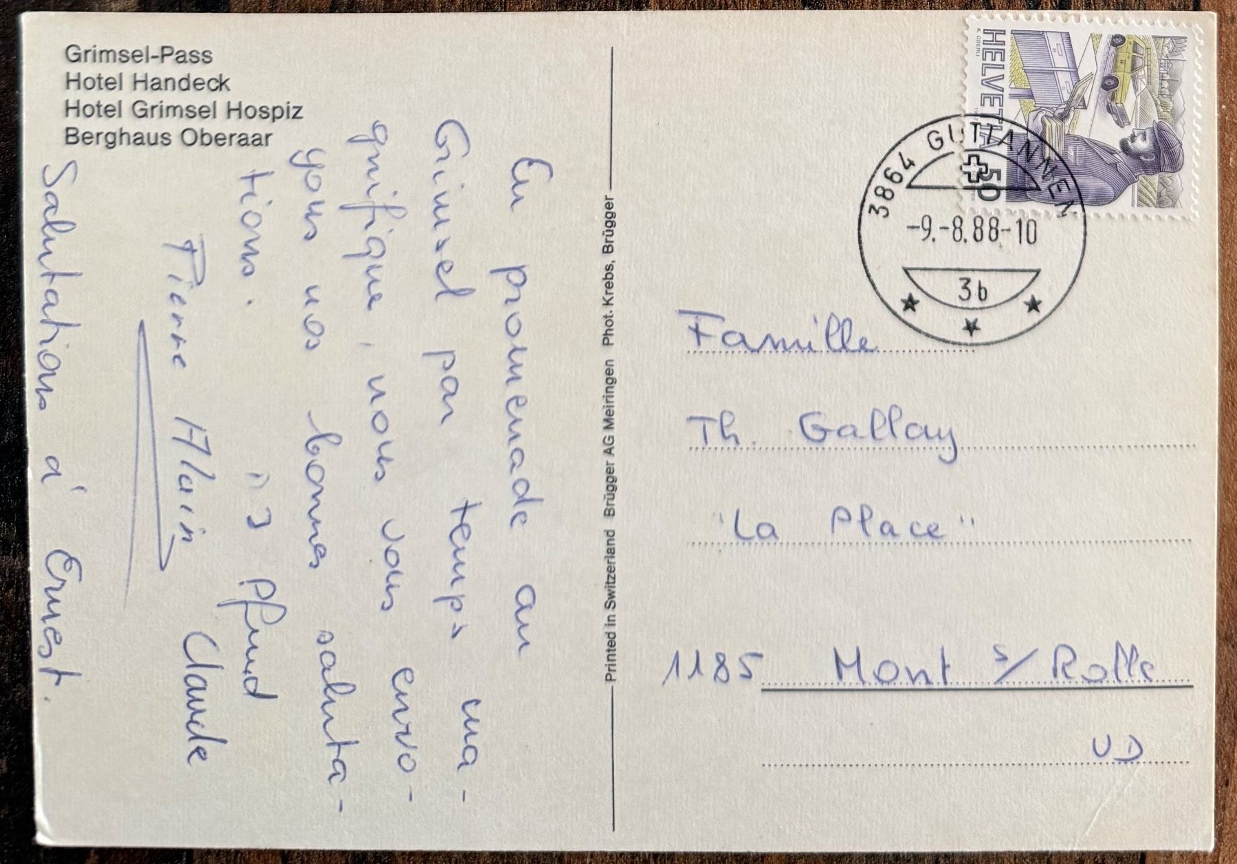 Cartoline postali: AK: Grimsel - Passhöhe - Hospiz - Parking – Usato da Lutry venduto da Ediego 1