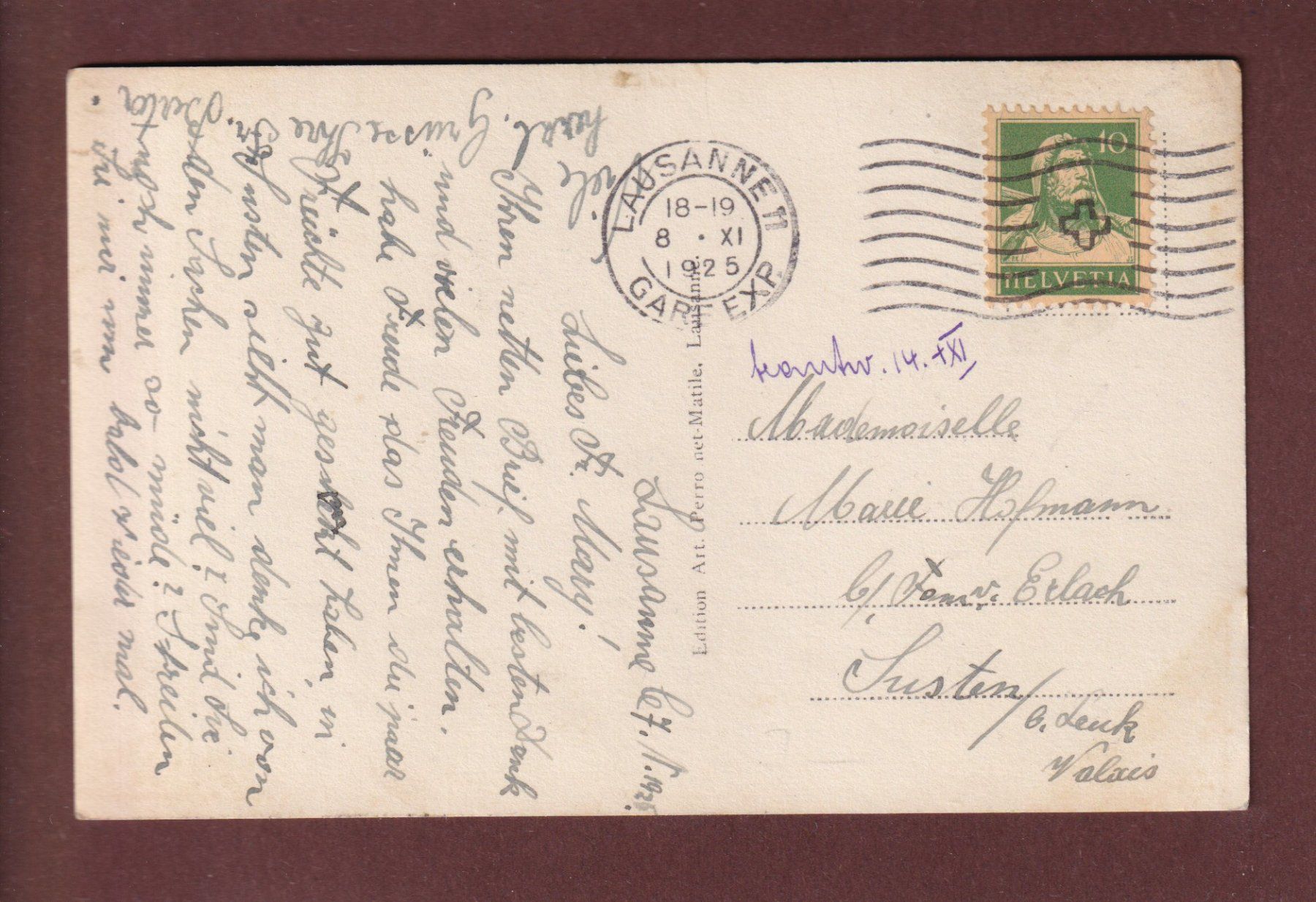 Ansichtskarten: LAUSANNE - Quai d'Ouchy - 1925 – Gebraucht aus Pully von nicecards 1