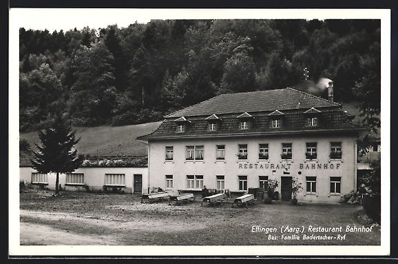 Cartoline postali: Effingen, Restaurant Bahnhof Familie Bad – Usato da Berlin venduto da bartko-reher
