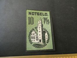 Dt. Reich 1919, Saarbrücken Stadtkreis Notgeld ungefaltet