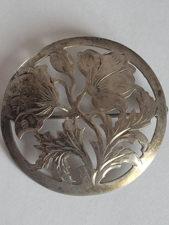 Broche Ancienne Argent 800, Biche Et Son Faon, Début 1900