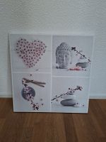 Wandbild Buddha Blumen und Herz 4er Collage guter Zustand