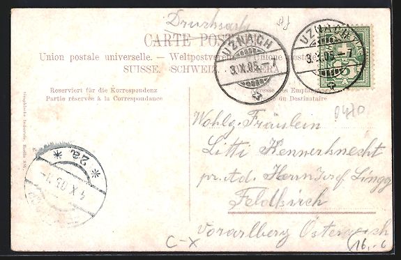 Cartoline postali: Uznach, Strassenpartie mit Blick auf den – Usato da Berlin venduto da bartko-reher 1