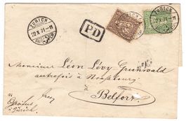 Lettre "PD" de Zürich pour Belfort le  22.X.71