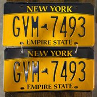  🇺🇸 2x Paar U.S. Autoschild, New York GVM-7493 - ORIGINAL