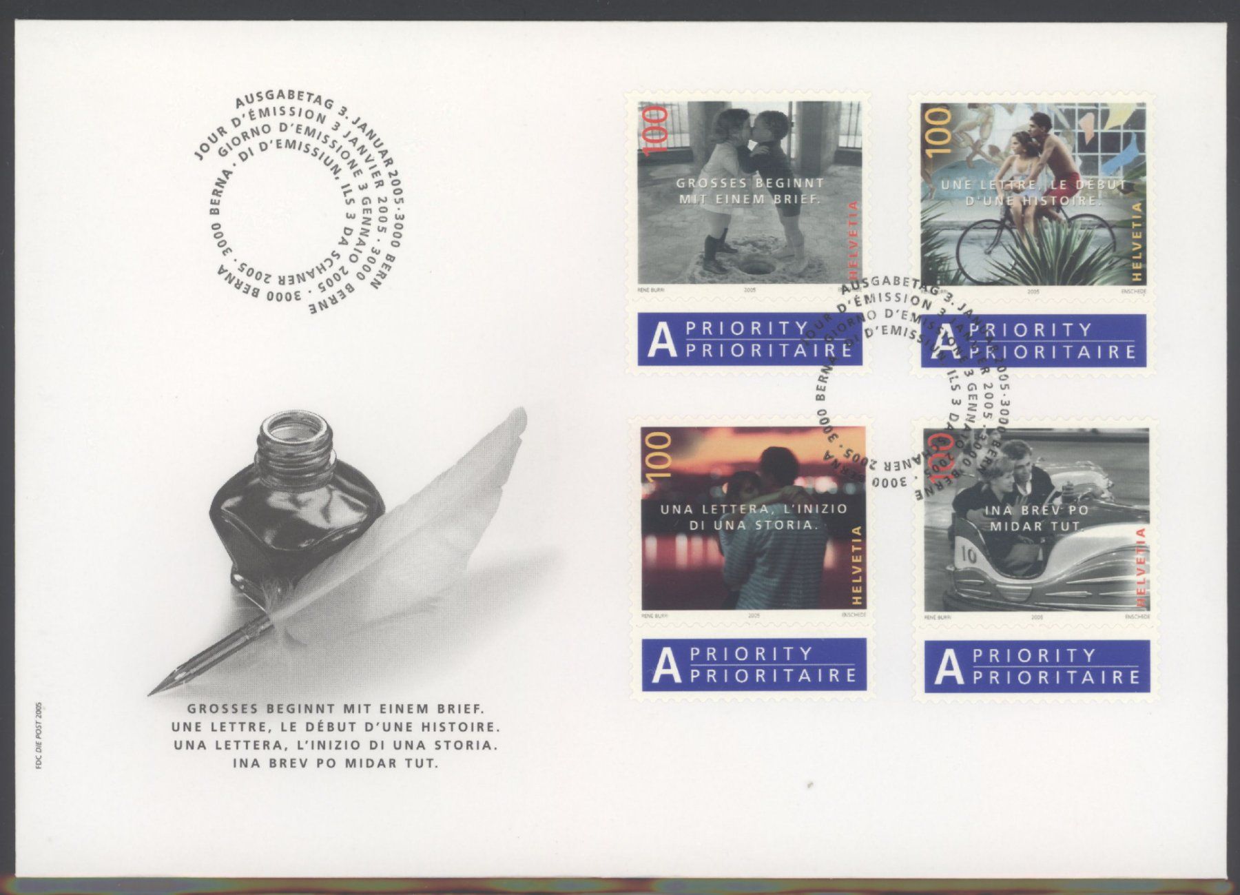 Tutti i francobolli: 2005, FDC, Dauermarken Grosses beginnt mit einem Brief – Usato da Willisau venduto da Vollstempel