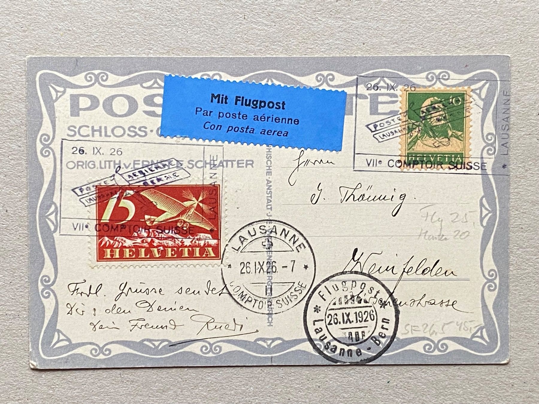 Tutti i francobolli: F3, Lausanne Bern 1926 – Usato da Aarau venduto da hilde47