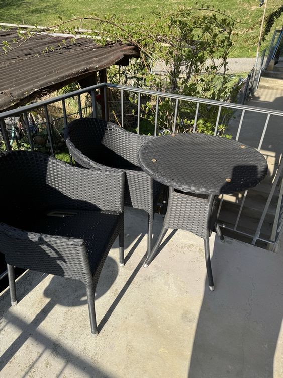 Buybyroom Bistrotisch Mit 2 Stühlen - Balkonmöbel Set Für 2 Personen, Schwarz