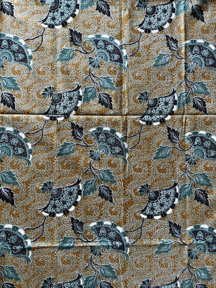Tessuti: Eleganter Batik-Stoff, Baumwolle, dekorative Fächerblätter – Nuovo e nell'imballaggio originale da Moehlin venduto da Balirain 6