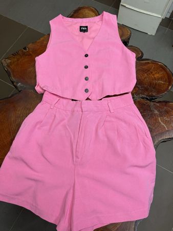 Zara Sommer Set Gr.S rosa Weste und Shorts 