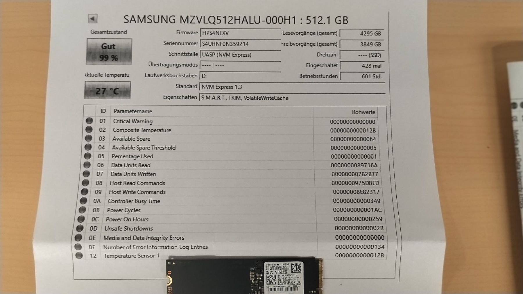 Samsung Dischi rigidi: Samsung SSD PM991 512GB NVMe M.2 – Usato da Wallisellen venduto da mic_gg2g 1