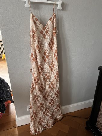 Trägerkleid Love Shack Fancy, Gr. S, braun ecru