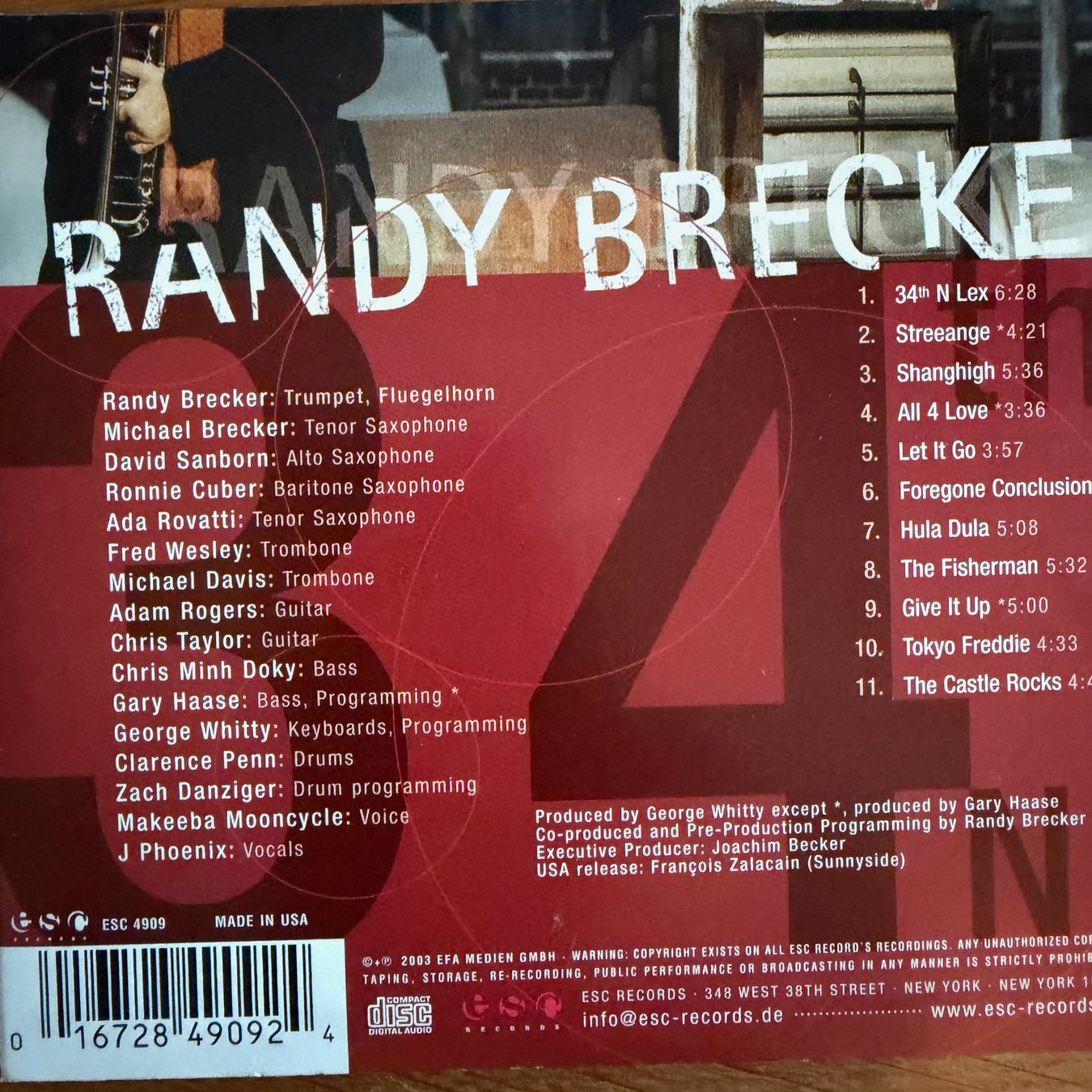 CD: Randy Brecker, 34th N Lex (CD) Michael Brecker – Usato da Zug venduto da Mirare9 5