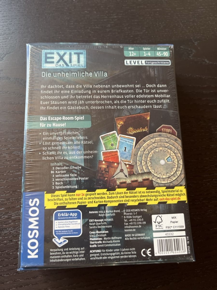 Kosmos Giochi: EXIT Die unheimliche Villa - NEU – Nuovo e nell'imballaggio originale da Einsiedeln venduto da sandramon 1