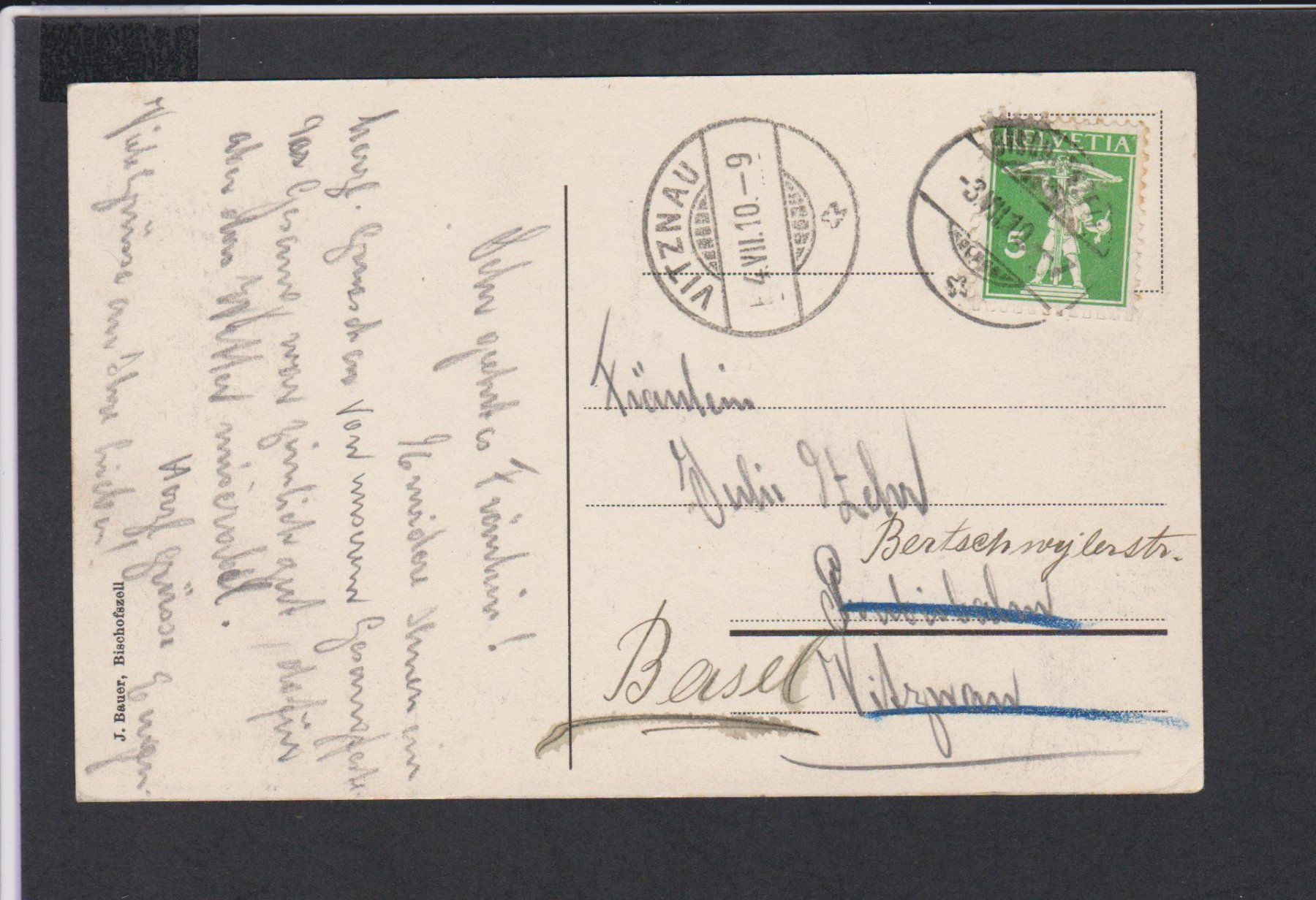 Ansichtskarten: Bischofszell  TG   -   alte Ansichtskarte gest. 1910 – Gebraucht aus Vitznau von Ropaku 1