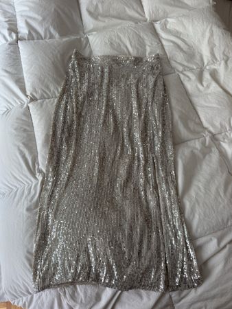 Jupe longue H&M paillettes argentées taille 40 parfait