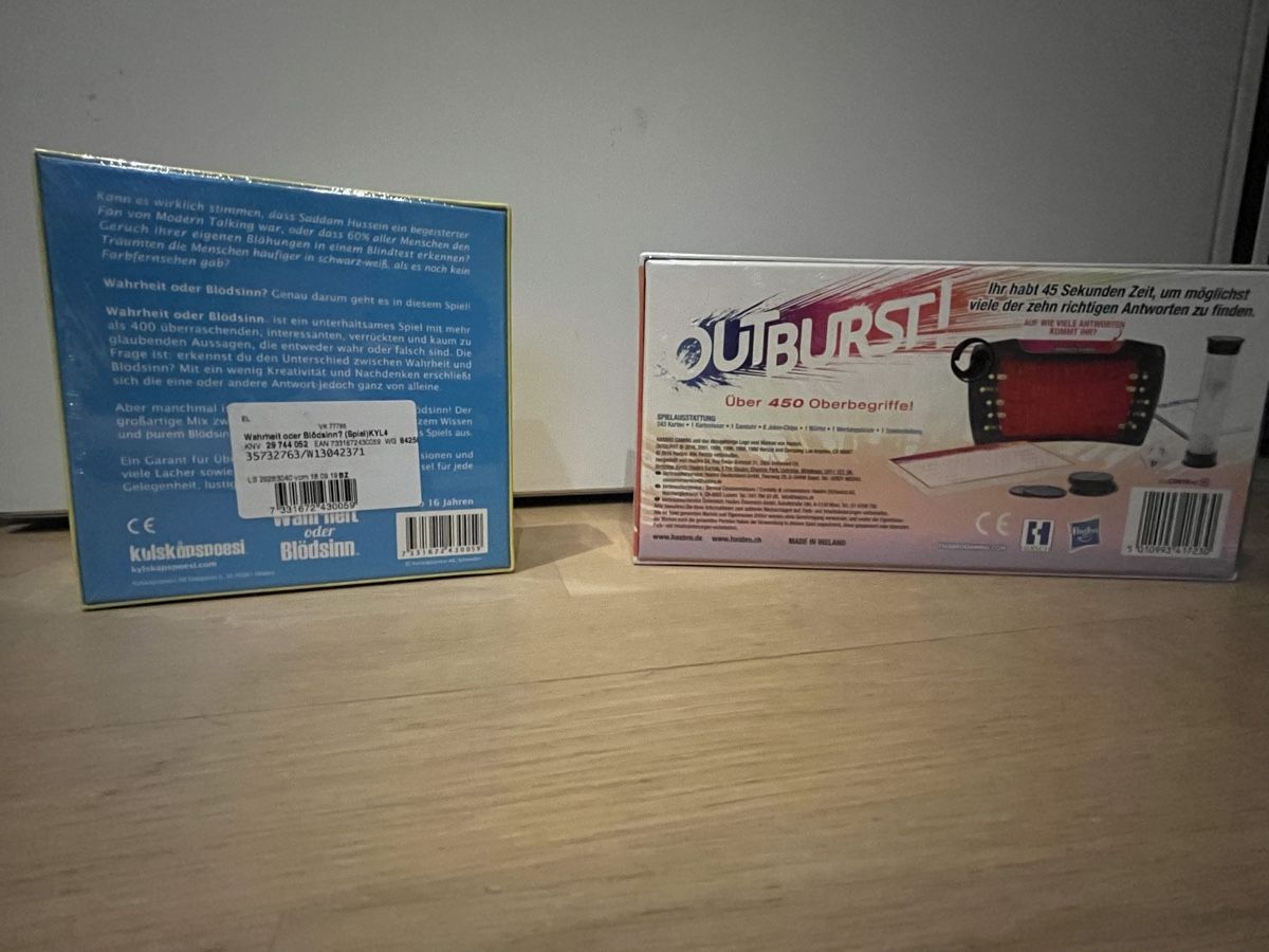 Giochi: 2 Gesellschaftsspiele: OUTBURST! & Wahrheit oder Blödsinn – Nuovo e nell'imballaggio originale da Windisch venduto da flavikin 1