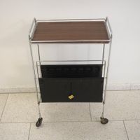 Vintage Servierwagen/Beistelltisch Leder/ Chrom MA335