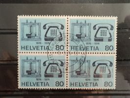 1976 100 Jahre Telefon Viererblock Vollstempel