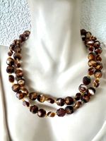 Leo-Look Longkette aus gebändertem Achat 88cm Vintage Unikat