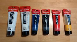 Amsterdam Acrylfarben Set, 6 Tuben 2x250ml, 4x 120ml
