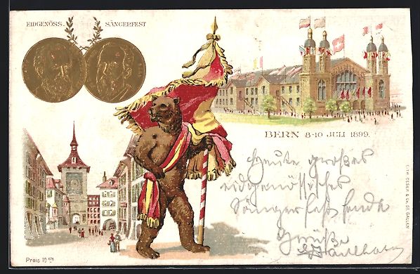Cartoline postali: Litho Bern, Dr. C. Munzinger, Festhalle  – Usato da Berlin venduto da bartko-reher