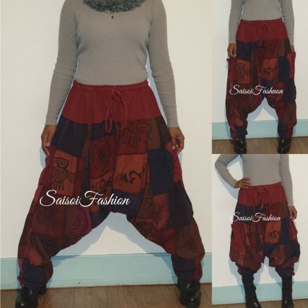 Hippie Boho Goa100%Baumwolle Haremshose XS-XL