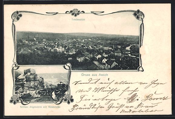 Cartes postales: Aesch /BL, Totalansicht, Schloss Angenst – D'occasion à Berlin par bartko-reher